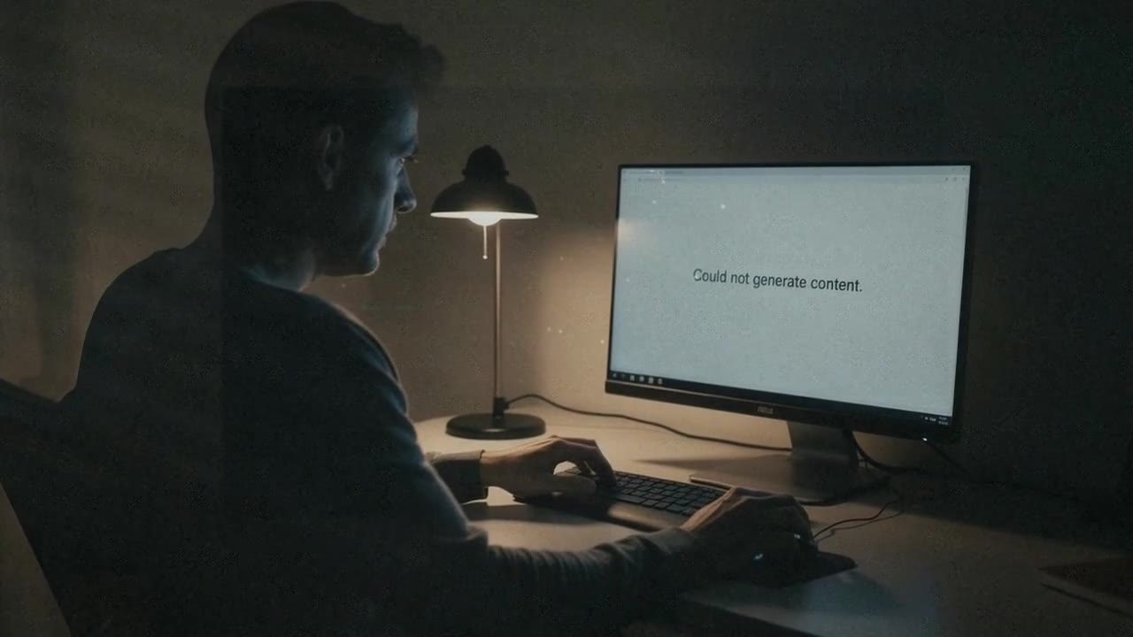 The first shot, and the title: the machine’s refusal on the screen.
