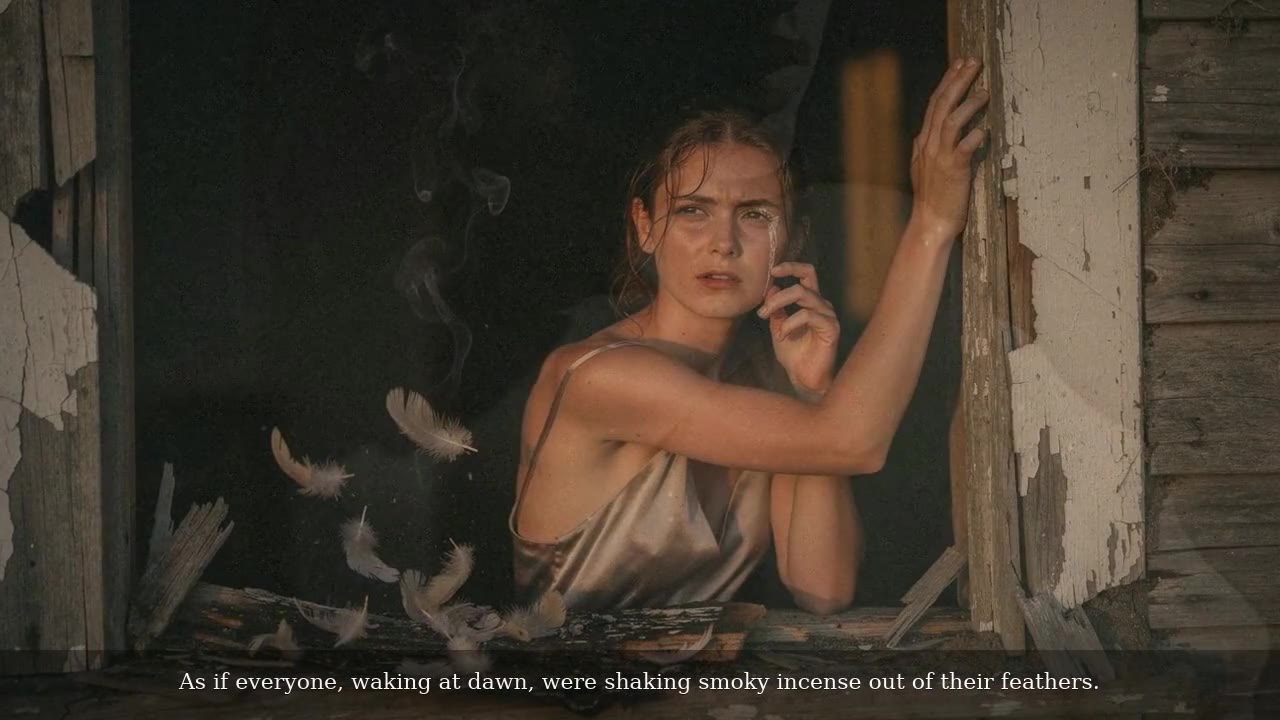 “As if everyone, waking at dawn, were shaking smoky incense out of their feathers.”