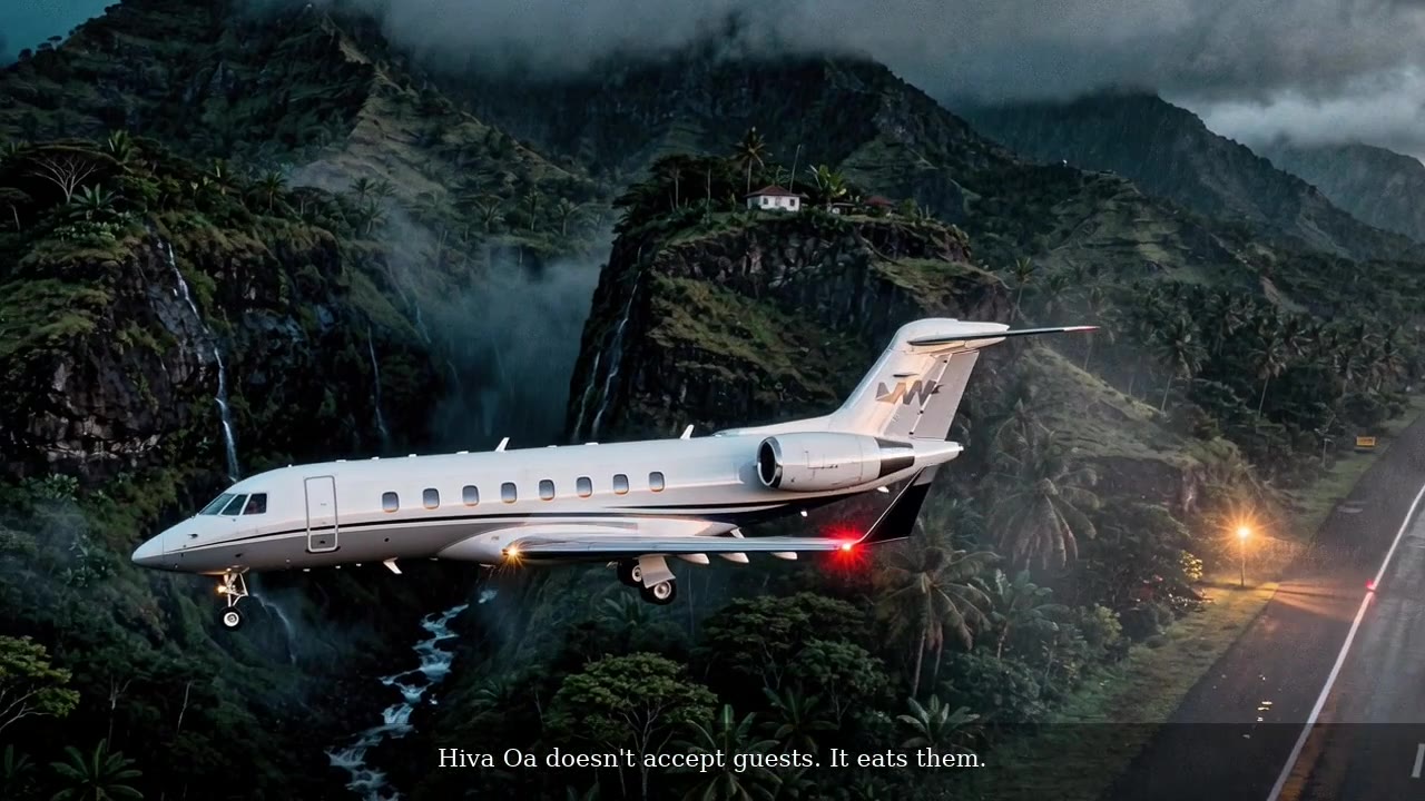 The jet drops into the airstrip cut into Hiva Oa. “Hiva Oa doesn’t accept guests. It eats them.”